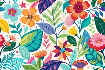 Fotobehang Flowers and Foliage Colorful Pattern Spring Summer © bingo
