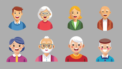 set of smile cartoon people