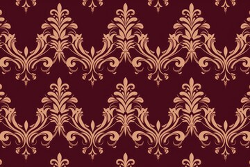 A Burgundy wallpaper with ornate design, in the style of victorian, repeating pattern vector illustration