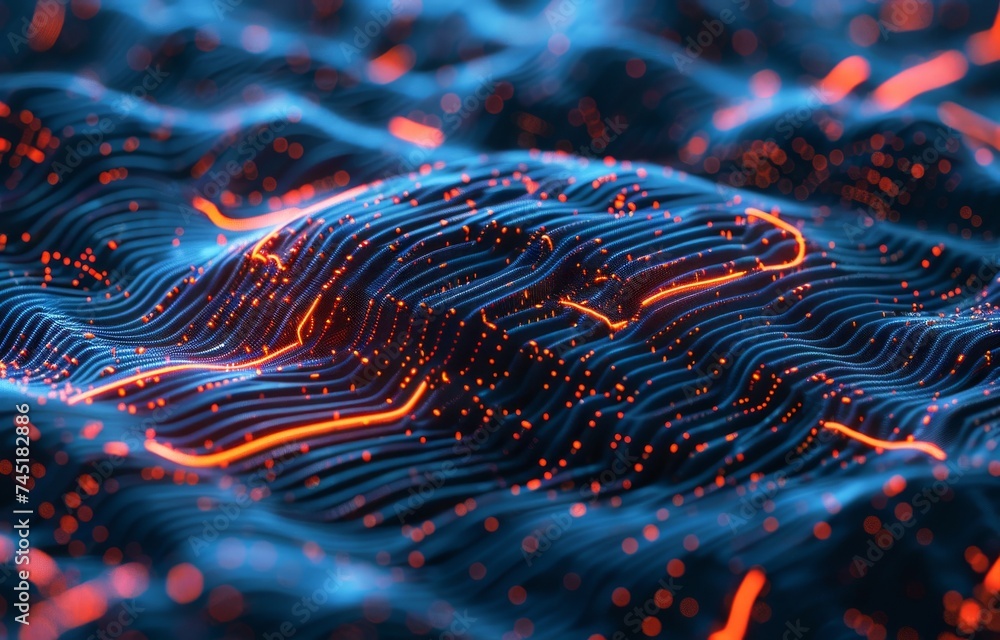 Poster a 3d render of a cybernetic brain processing information