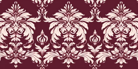 Foto auf Acrylglas A Burgundy wallpaper with ornate design, in the style of victorian, repeating pattern vector illustration © Michael