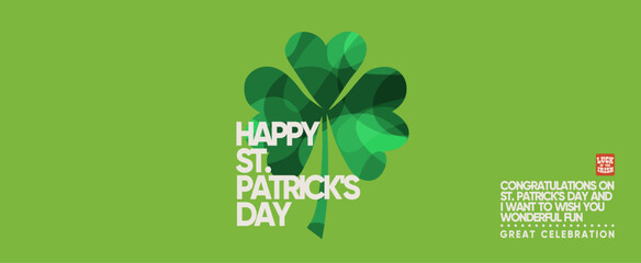 Obrazy na Szkle  Happy Saint Patrick's Day! Vector modern illustration of  green shamrock, logo for poster, flyer, banner, greeting card or background