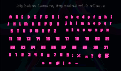 Neon Pink Pixel Icons Alphabet Letters