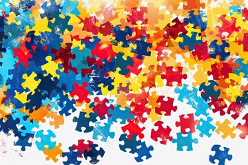 World autism awareness day. Colorful puzzles vector background. autism Symbol, abstract illustration