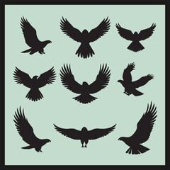 Fototapeta premium set of Eagle birds, Eagle black silhouette set vector