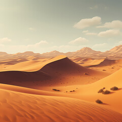Fototapeta na wymiar Towering sand dunes in a vast desert. 