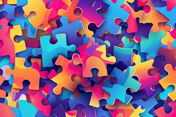 World autism awareness day. Colorful puzzles vector background. autism Symbol, abstract illustration