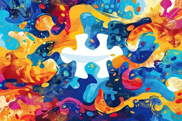 Fototapeta premium World autism awareness day. Colorful puzzles vector background. autism Symbol, abstract illustration
