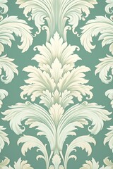 Fototapeta na wymiar A Mint wallpaper with ornate design, in the style of victorian, repeating pattern vector illustration