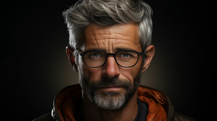 Fototapeta premium Mature Man With Gray Hair in Stylish Jacket. Generative AI