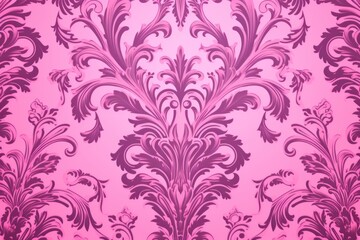 Fototapeta na wymiar A Pink wallpaper with ornate design, in the style of victorian, repeating pattern vector illustration