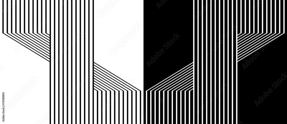 Leinwandbilder abstract background with lines. stripes optical art illusion. design element or icon. black shape on