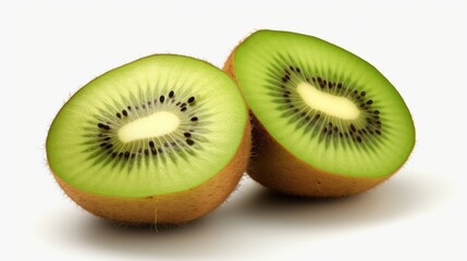Freshly cut kiwis on a clean white background. Perfect for healthy lifestyle concepts