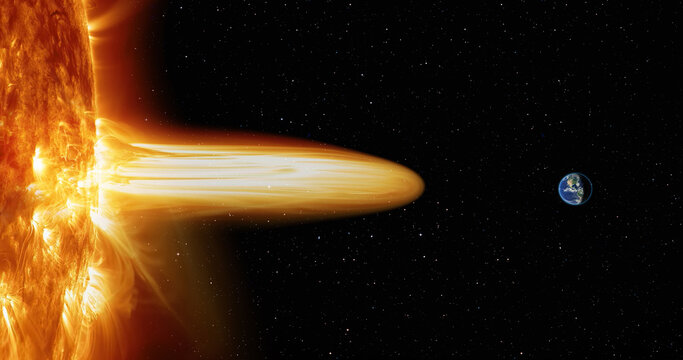 Amazing view of a coronal mass ejection during a magnetic storm "Elements of this image furnished by NASA"