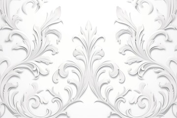 Fototapeta na wymiar A White wallpaper with ornate design, in the style of victorian, repeating pattern vector illustration