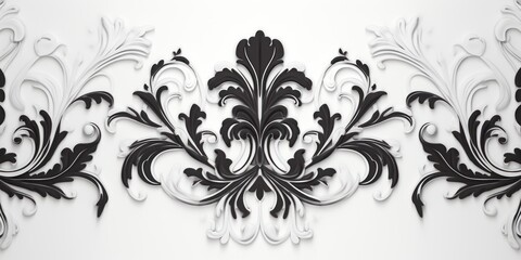 A White wallpaper with ornate design, in the style of victorian, repeating pattern vector illustration - obrazy, fototapety, plakaty