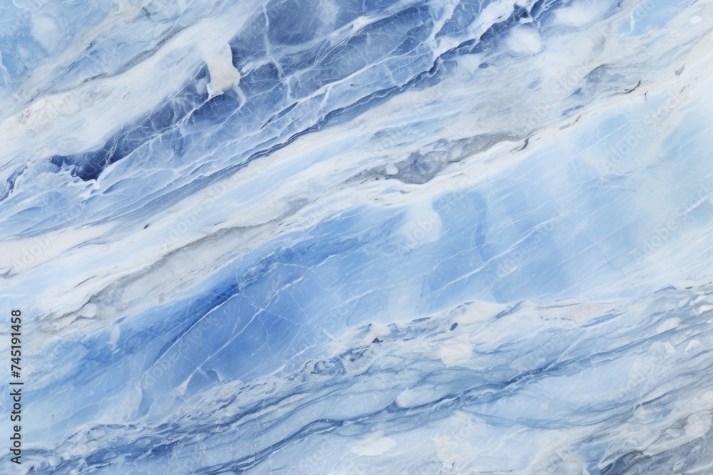 Poster close up of a blue and white marble surface. suitable for backgrounds and textures