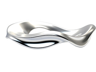 Chrome liquid metallic fluid shape isolated on white background. 3d rendering aluminum. Transparent background