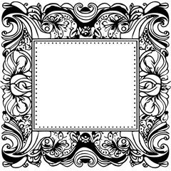 frame, floral, border, vintage, vector, decoration, flower, ornament, design, illustration, pattern, black, swirl, card, wedding, ornate, banner, art, decor, invitation, leaf, element, style, scroll, 