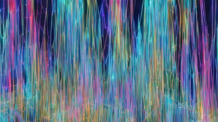Neon Multicolored Abstract Strokes in Dark Backdrop