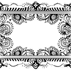 frame, floral, border, vintage, vector, decoration, flower, ornament, design, illustration, pattern, black, swirl, card, wedding, ornate, banner, art, decor, invitation, leaf, element, style, scroll, 