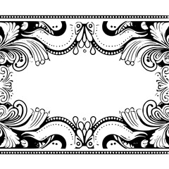 frame, floral, border, vintage, vector, decoration, flower, ornament, design, illustration, pattern, black, swirl, card, wedding, ornate, banner, art, decor, invitation, leaf, element, style, scroll, 