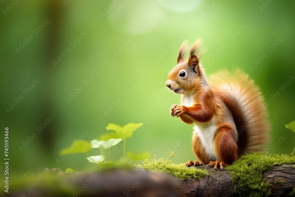 Aufkleber A squirrel perched on a tree branch. Suitable for nature and wildlife concepts