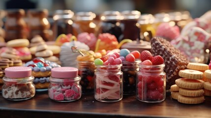 Assorted cookies displayed on a table, perfect for bakery or dessert concepts