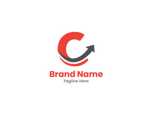C logo. C design. C letter logo design vector with an arrow icon marketing logo.