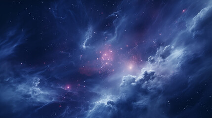 A nebula in space with stars and clouds