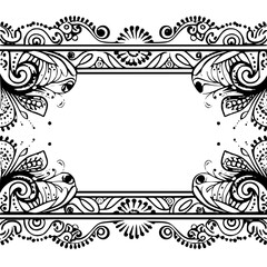 frame, floral, border, vintage, vector, decoration, flower, ornament, design, illustration, pattern, black, swirl, card, wedding, ornate, banner, art, decor, invitation, leaf, element, style, scroll, 