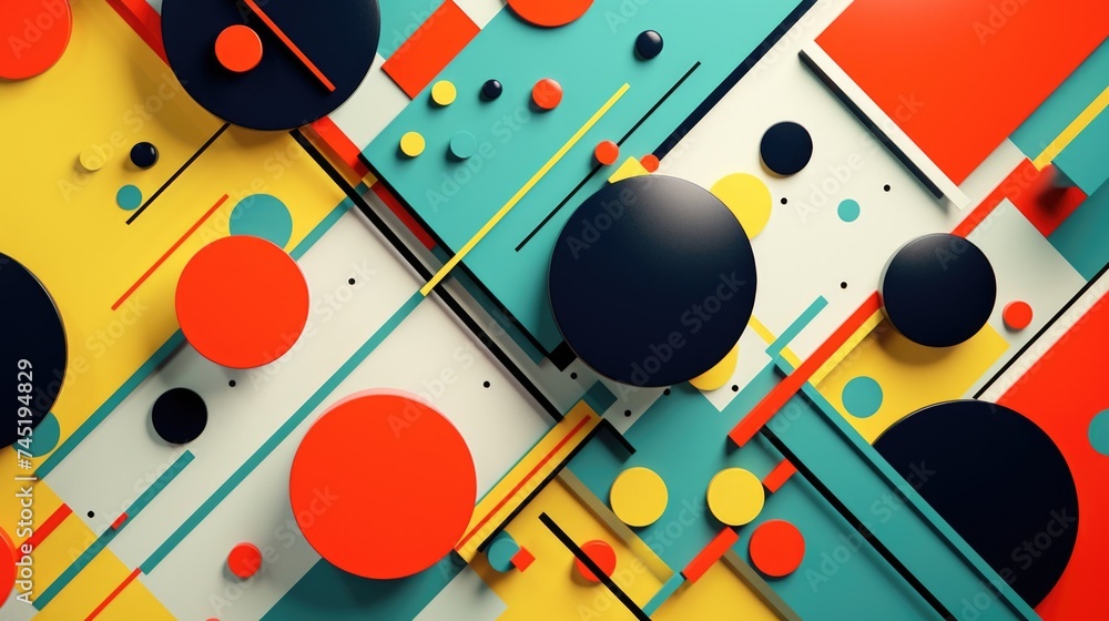 Poster Abstract background with vibrant circles and lines. Suitable for design projects
