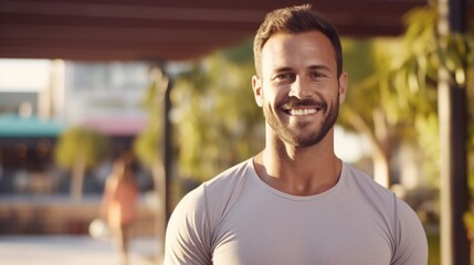 Fototapeta premium A man with a smile on his face, perfect for business or lifestyle concepts