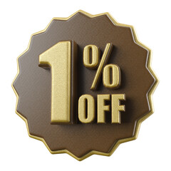 Special 1 percent off sale with style chocolate 3d render