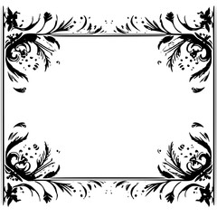 frame, floral, border, vintage, vector, decoration, flower, ornament, design, illustration, pattern, black, swirl, card, wedding, ornate, banner, art, decor, invitation, leaf, element, style, scroll, 