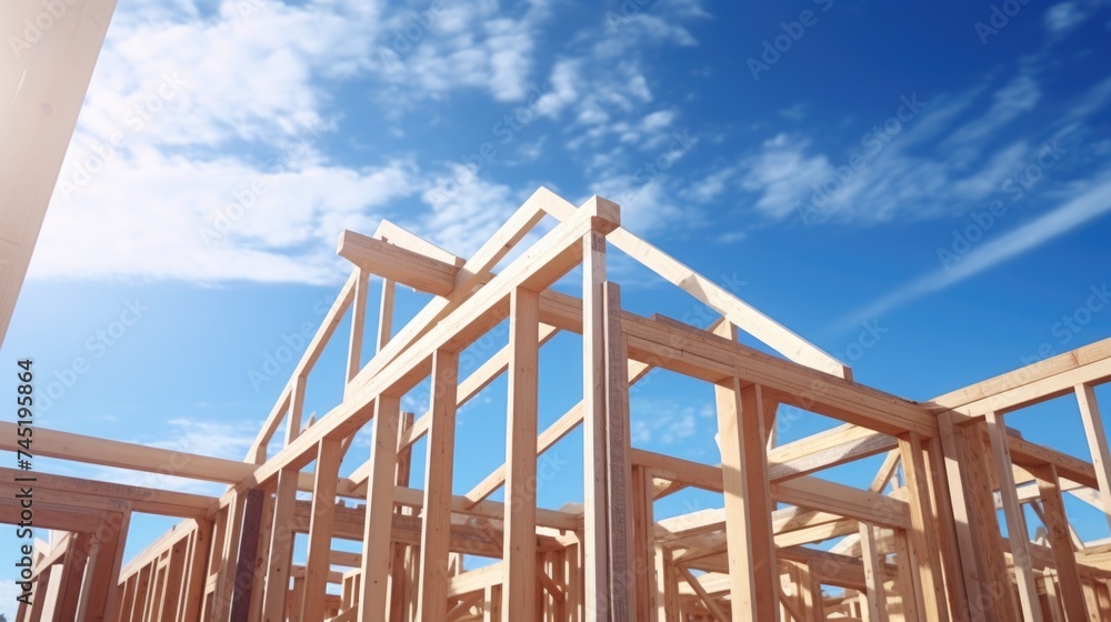 Poster a house in the process of being built. suitable for construction and real estate concepts