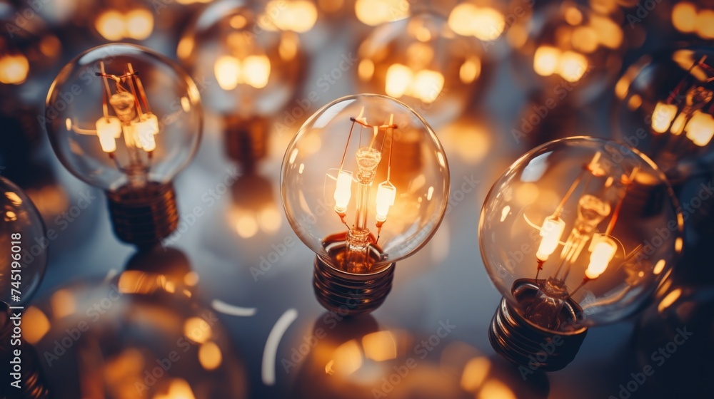 Aufkleber various light bulbs placed on a table, versatile for multiple uses