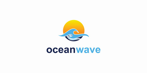 Ocean waves logo design symbol with unique concept| premium vector