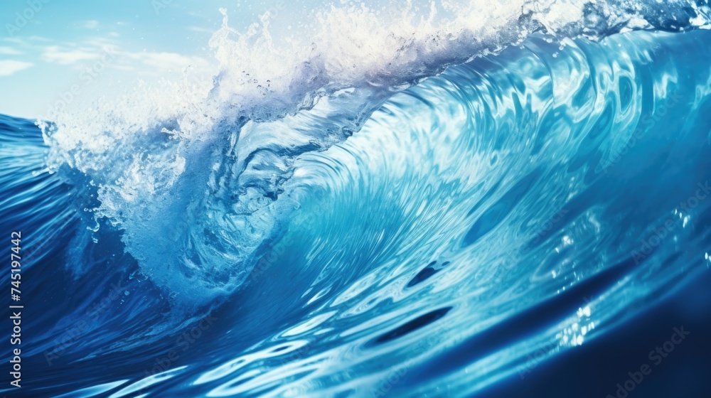Poster a powerful wave in the vast ocean, suitable for various uses