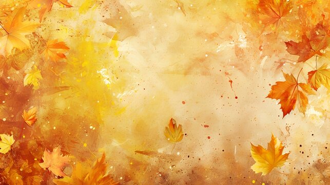 Autumn background with maple leaves. Watercolor painting. Vector illustration.