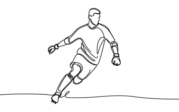 Vector image of a running goalkeeper of a football team, in a linear style.