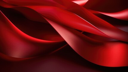 Fototapeta premium Close-up shot of a red ribbon on a black background. Ideal for holiday and celebration themes