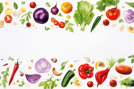 Fresh vegetables displayed on a white background, perfect for healthy eating concepts