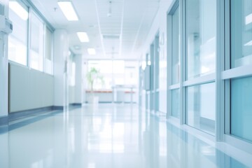 A long hallway with a clock on the wall. Suitable for interior design concepts