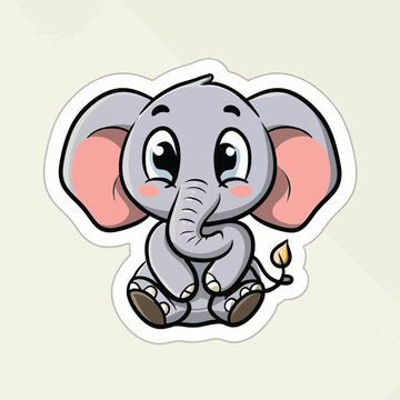 Adorable Baby Elephant: Perfect Sticker for Adding Cuteness 