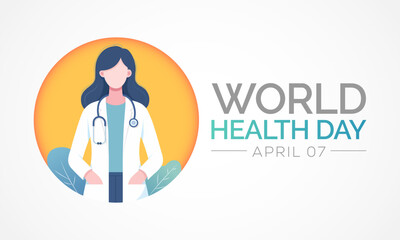 World Health Day is a global health awareness day celebrated every year on 7th April. Vector illustration design