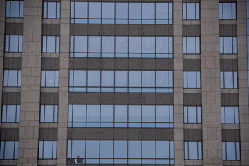 Blue-toned glass windows of the Jakarta skyscraper