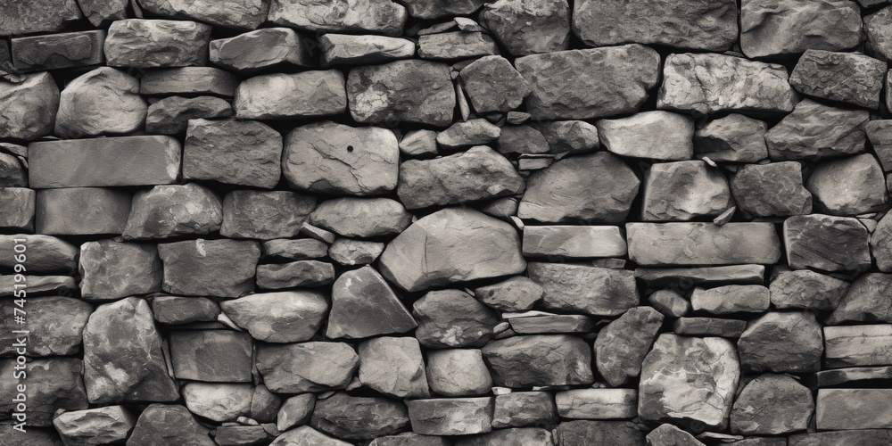 Poster a black and white photo of a stone wall. suitable for architectural and design projects