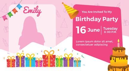 Birthday Invite Poster and Gift with cake theme