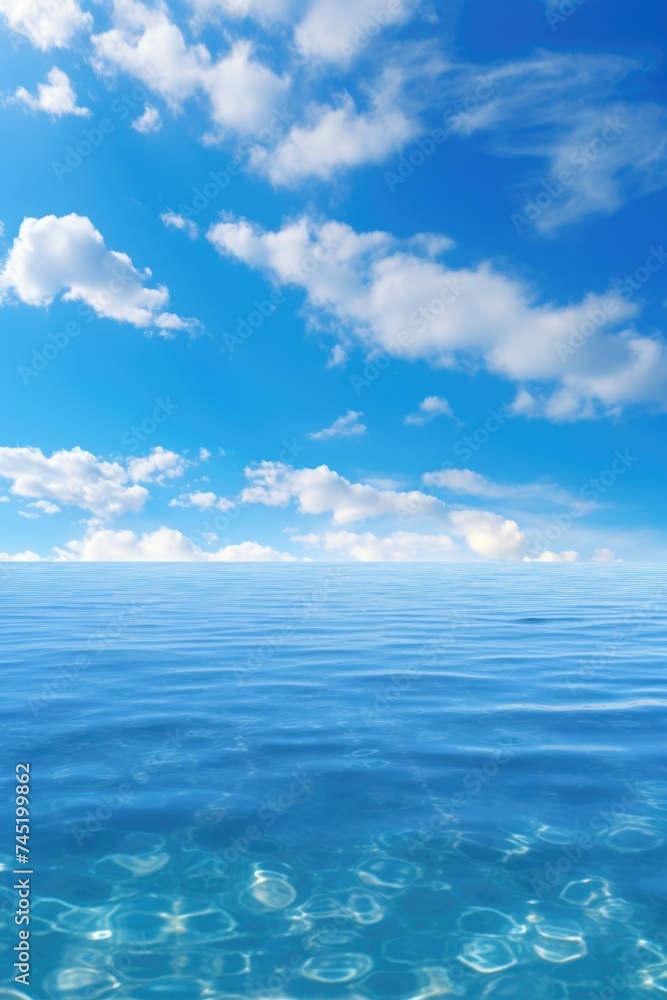 Poster a serene view of the ocean from the water's surface. suitable for travel and nature-themed projects